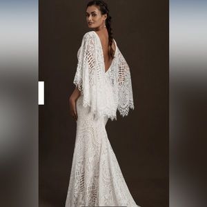 Anthropologie BHLDN Odalis White Lace Wedding Dress